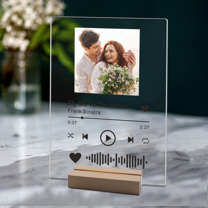 Personalised Music Song Plauqe Acrylic A5 A6 Music Plaque Personalised Anniversary Birthday Wedding Gifts for Her Him Women Men image 2