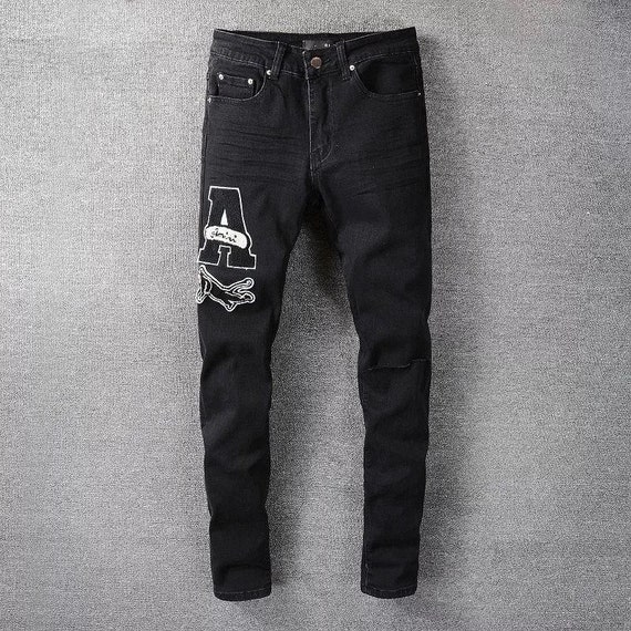 Mens Ripped Denim Designer Distressed 