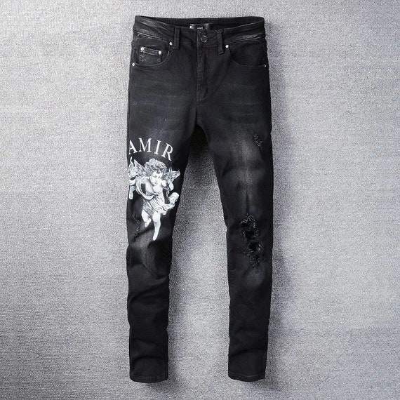 Mens Ripped Denim Designer Distressed 