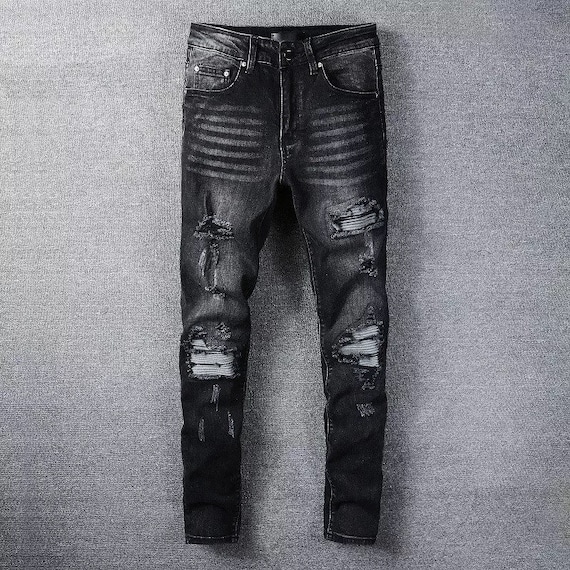 Mens Ripped Denim Designer Distressed 