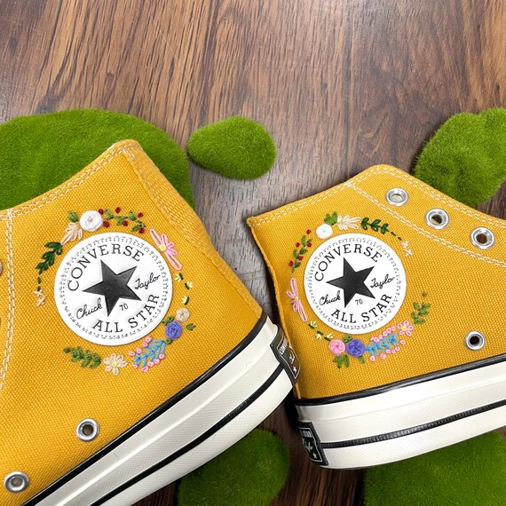 Converse Custom Floral Embroidery Converse Custom Embroidery Etsy