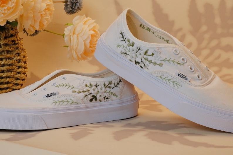 Vans for a Bride Bridal Sneakers Embroidered Wedding ShoesCustom Embroidered Bridal Vans Shoes Bild 5