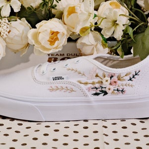 Vans for a Bride Bridal Sneakers Embroidered Wedding ShoesCustom Embroidered Bridal Vans Shoes image 4