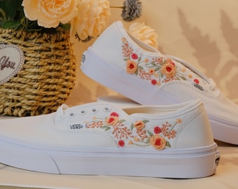 Vans for a Bride | Bridal Sneakers | Embroidered Wedding Shoes|Custom Embroidered Bridal Vans Shoes