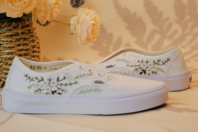 Vans for a Bride Bridal Sneakers Embroidered Wedding ShoesCustom Embroidered Bridal Vans Shoes Bild 3