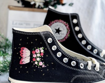 Converse Custom Floral Embroidery - Converse Custom Embroidery - Converse Custom Chuck Taylor 70 embroidered flowers