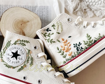 Converse Custom Bloemenborduurwerk - Converse Custom Borduurmotief - Converse Custom Chuck Taylor 70 geborduurde bloemen