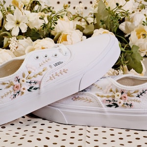 Vans for a Bride Bridal Sneakers Embroidered Wedding ShoesCustom Embroidered Bridal Vans Shoes image 3
