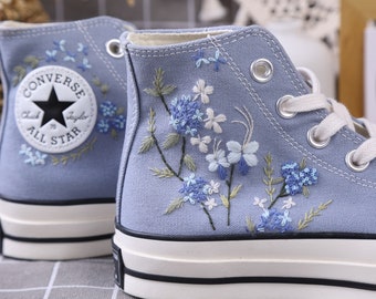 Converse Custom Floral Embroidery  / Converse Custom Name / Gift For Best Friend