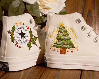Converse Chuck Taylor 1970s , Converse Wreath Embroidery Converse Self-designed Pattern Embroidery ,Custom Floral Circle Embroidery