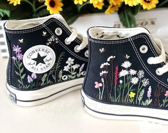 Converse Custom Floral Embroidery - Converse Custom Embroidery - Converse Custom Chuck Taylor 70 embroidered flowers