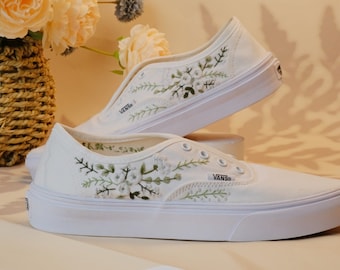 Vans for a Bride | Bridal Sneakers | Embroidered Wedding Shoes|Custom Embroidered Bridal Vans Shoes