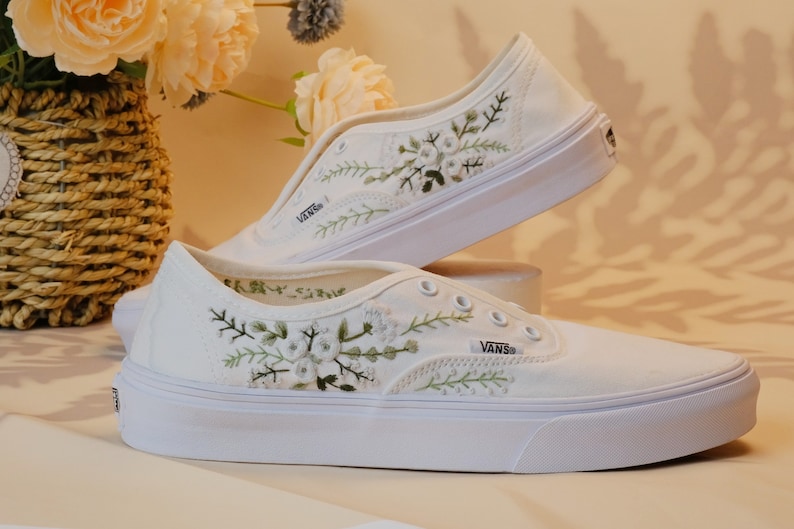 Vans for a Bride Bridal Sneakers Embroidered Wedding ShoesCustom Embroidered Bridal Vans Shoes Bild 1