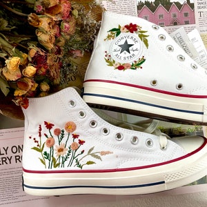 Converse Chuck Taylor 1970s, Converse bordado de corona Converse bordado de patrón de diseño propio, bordado de círculo floral personalizado