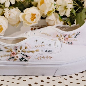 Vans for a Bride Bridal Sneakers Embroidered Wedding ShoesCustom Embroidered Bridal Vans Shoes image 1