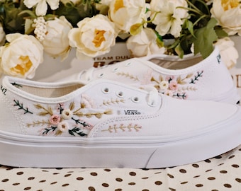 Vans for a Bride | Bridal Sneakers | Embroidered Wedding Shoes|Custom Embroidered Bridal Vans Shoes