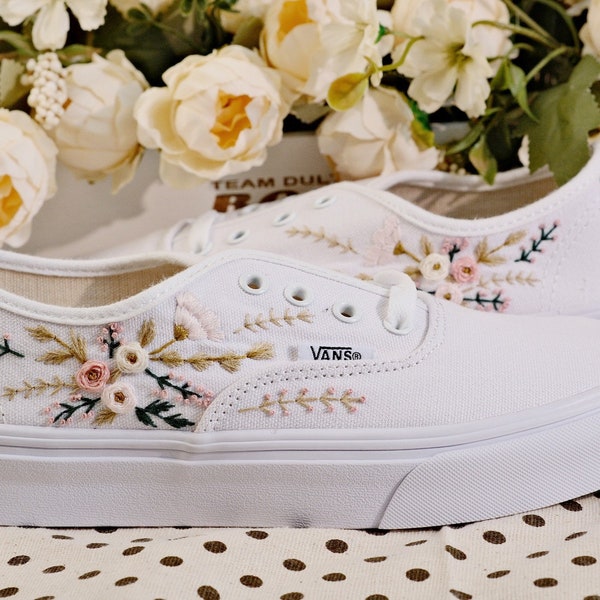 Vans for a Bride | Bridal Sneakers | Embroidered Wedding Shoes|Custom Embroidered Bridal Vans Shoes