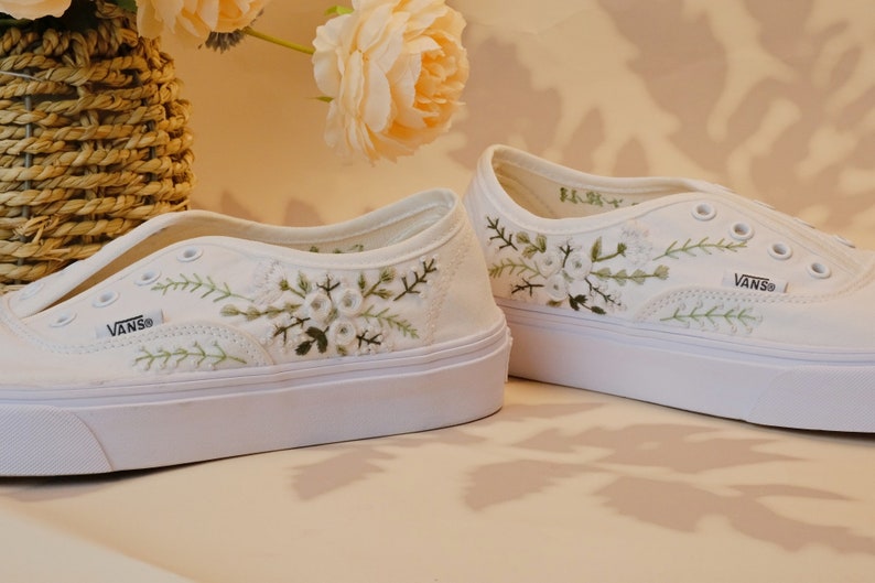 Vans for a Bride Bridal Sneakers Embroidered Wedding ShoesCustom Embroidered Bridal Vans Shoes Bild 2