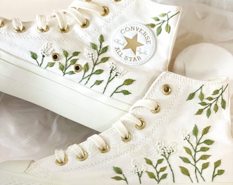 Converse Custom Floral Embroidery  / Converse Custom Name / Gift For Best Friend