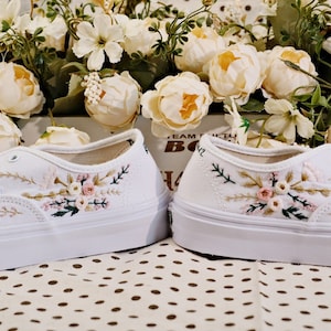 Vans for a Bride Bridal Sneakers Embroidered Wedding ShoesCustom Embroidered Bridal Vans Shoes zdjęcie 2