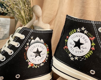 Converse Custom Floral Broderie - Converse Custom Broderie - Converse Custom Chuck Taylor 70 fleurs brodées