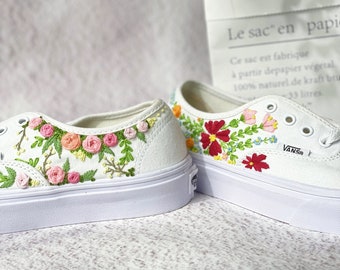 Vans for a Bride | Bridal Sneakers | Embroidered Wedding Shoes|Custom Embroidered Bridal Vans Shoes