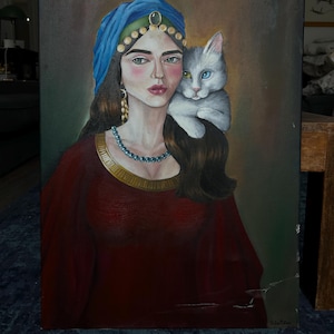 Portrait de femme turque - Peinture à l'huile sur toile réalisée par Sıla Pütün