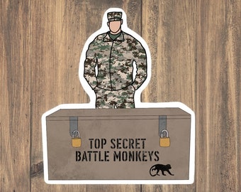 Top Secret Battle Monkeys Sticker - Funny military decal | WTF Sticker | Military humor | Top Secret Tactics | Military Gift | Weatherproof