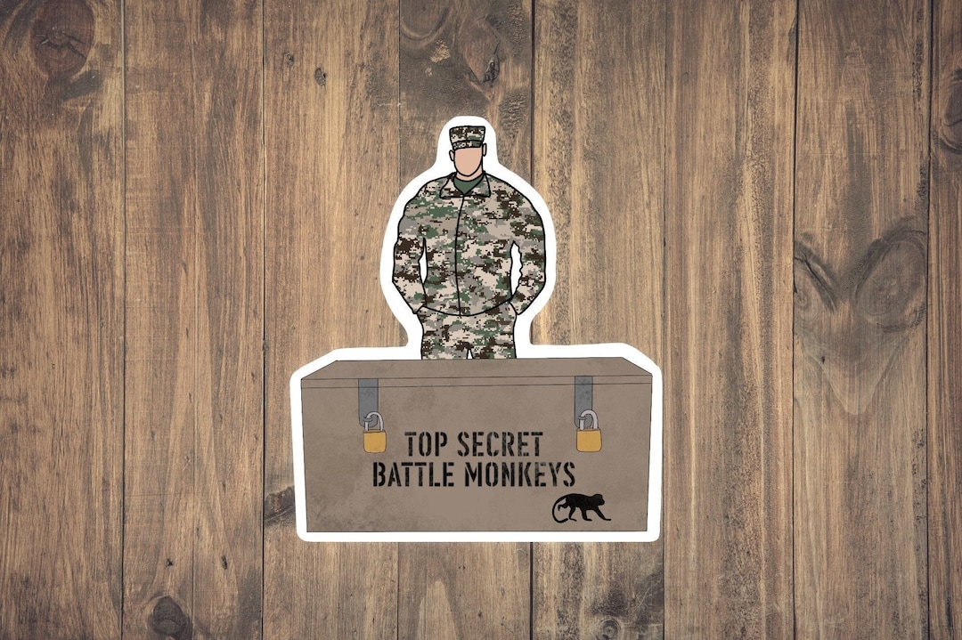 Top Secret Battle Monkeys Sticker Funny Military Decal WTF Sticker Military Humor Top Secret