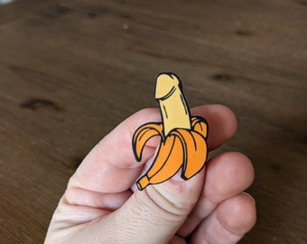 Banana Pin - cute pins, shrink plastic, hand made pins