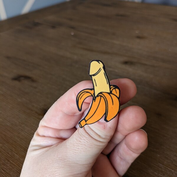 Banana Pin - cute pins, shrink plastic, hand made pins