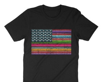 American Flag Mexican Style, Serape Blanket Shirt, Striped Serape Shirt, Cinco De Mayo Costume, Proud American, Hispanic Heritage Shirt