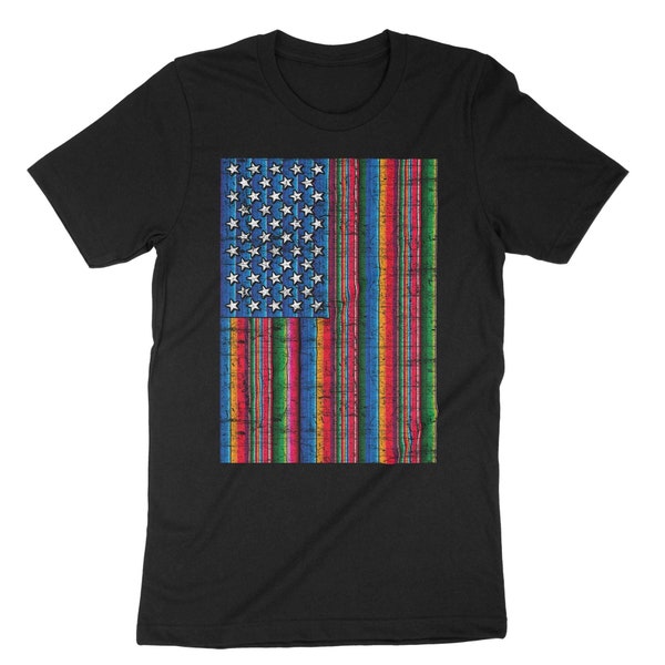 American Serape Striped Flag, Patriotic Shirt, Mexican Blanket, Cinco De Mayo Tee, Mexican Heritage, Mexican Style Shirt