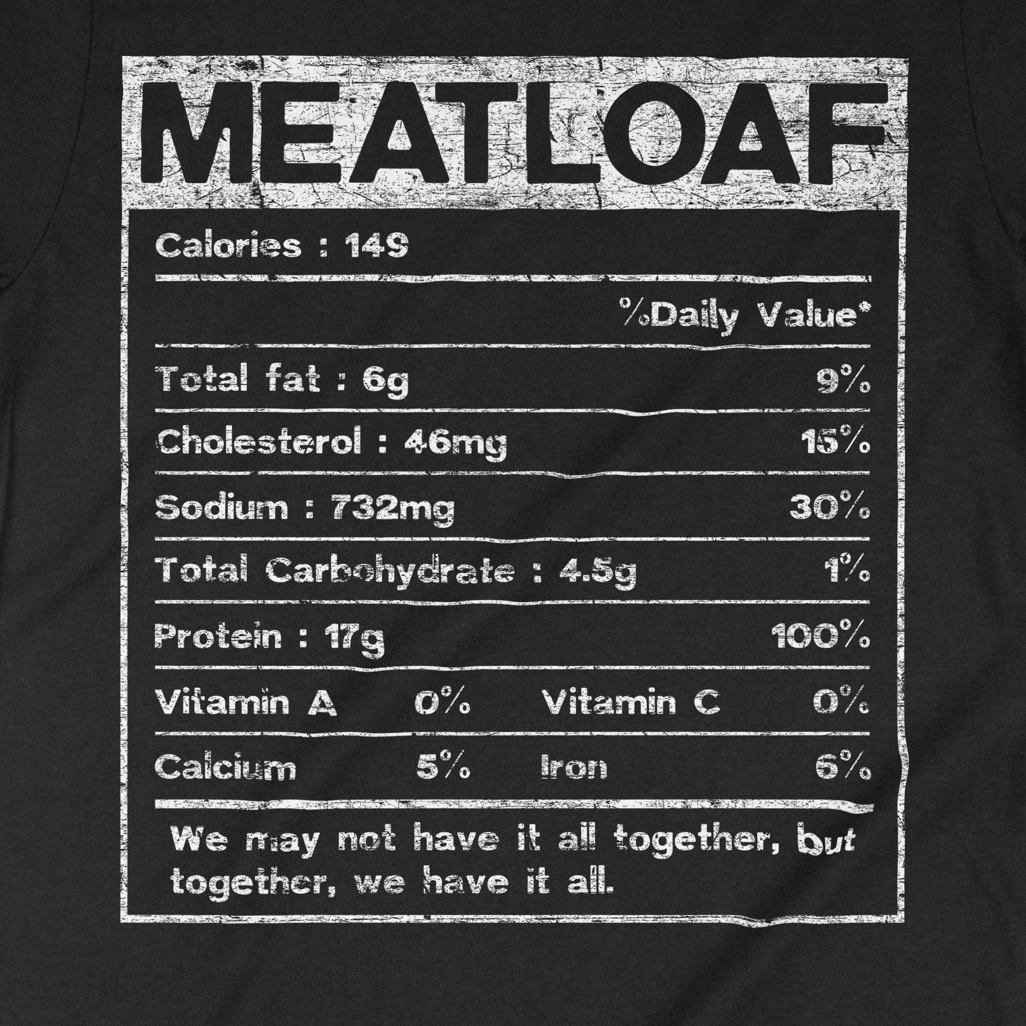 Meatloaf Nutrition Facts Shirt Meatloaf Shirt Meatloaf Etsy