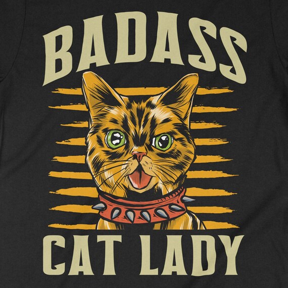 Crazy Cat Lady, Badass Mom T-shirt, Rocker Kitty Cat, Heavy Metal