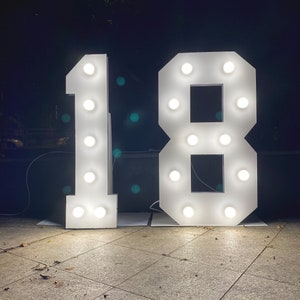 Letreiro de luz de número, números iluminados de 3 pés/4 pés, letras de letreiro de amor/Sr. e Sra. para decoração de festa de aniversário de casamento, letreiros de letreiro para eventos