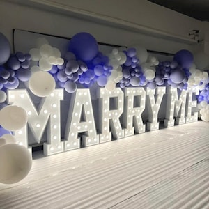 Letra de marquesina "Cásate conmigo" de 3 pies o 4 pies, letra de marquesina iluminada con números grandes, decoración de luces para bodas, decoración para fiestas de cumpleaños, regalo personalizado, aniversario