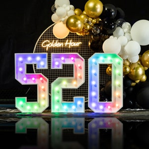 3FT/4FT MultiColor Marquee Letter,Light Up Letter,0-9 Giant Marquee Number,Wedding Decor Letter Sign,Event Decor,Birthday Party Decor