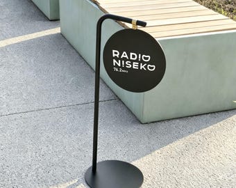 Pop Up Stand for Trade Shows, Lightweight Metal Exhibition Display Sign, Portable A-Frame Booth Banner for Markets Fairs and Conventions