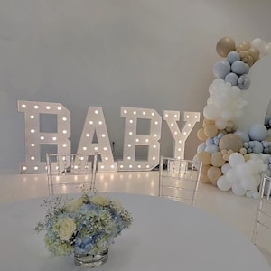Luces de marquesina para bebés, letras iluminadas de 3 pies, 4 pies o 5 pies, letreros con letras de marquesina para bodas, letras y números iluminados para marquesinas, decoración de compromiso