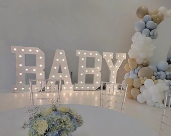 Baby Marquee Lights, 3ft/4ft/5ft Light Up Letters, Wedding Marquee Letters Sign, Illuminated Marquee Letters&Numbers, Engagement Decoration