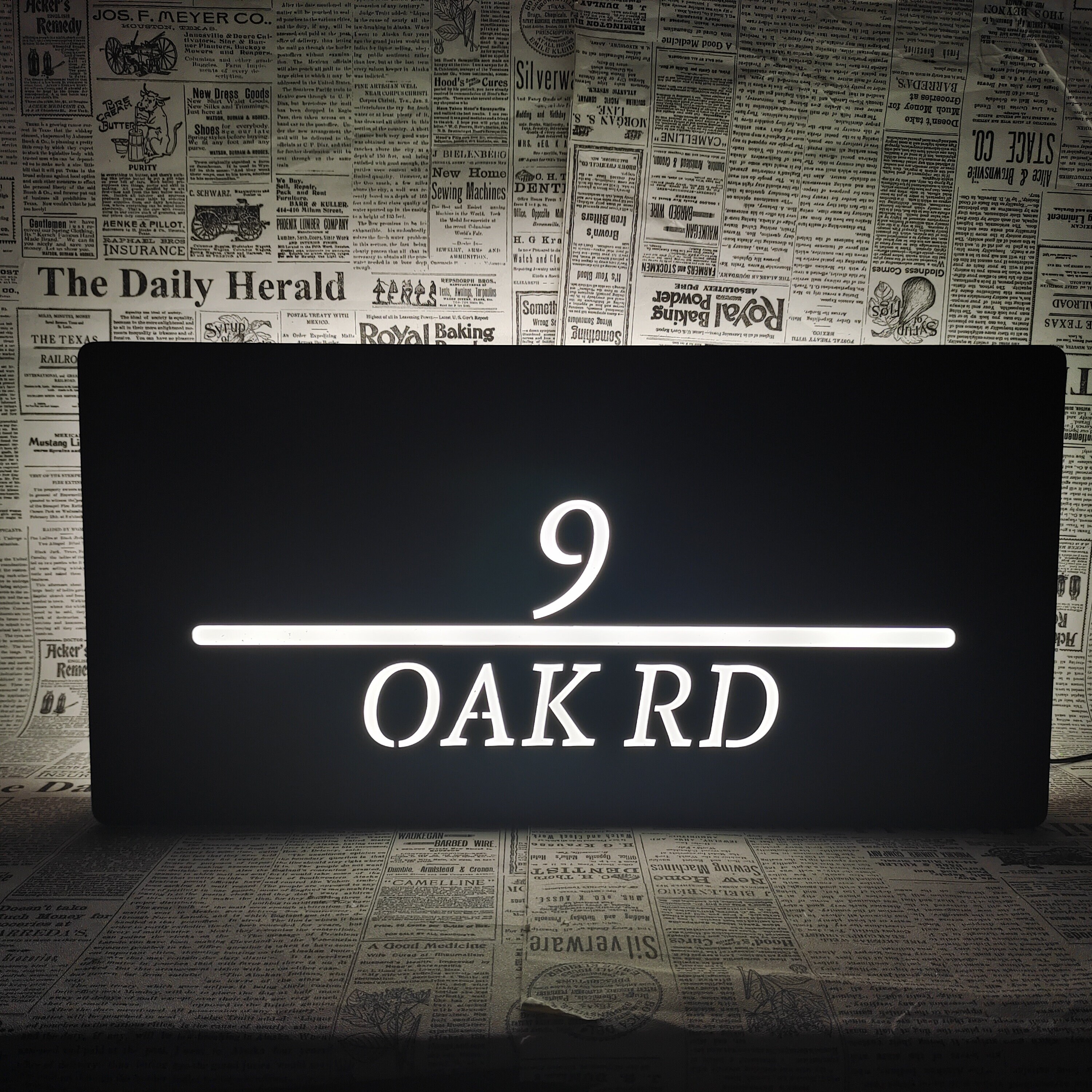 Custom House Number Light Box,wall Mounted Illuminated House Number ...