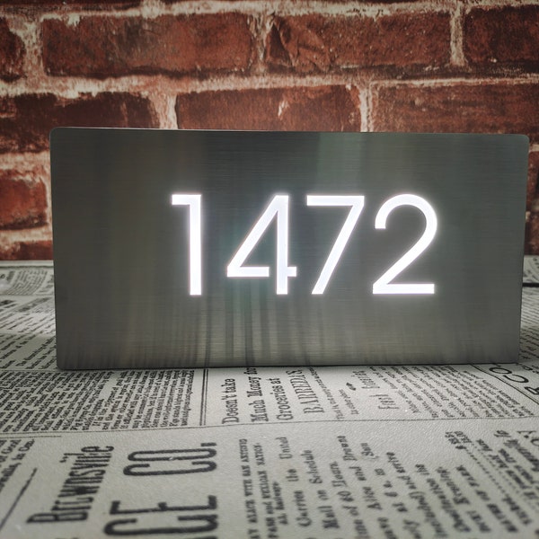 Custom House Number Light Box,Wall Mounted Illuminated House Number,Rectangular Light Box Address Plate,LED House Number,Address Number Sign
