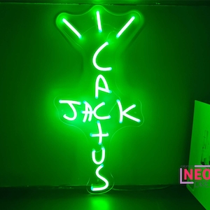 Jack Cactus Neon Sign - LED Neon Light Signs for parties and events, business, bars and nightclubs, Rooms and Living Rooms Decor