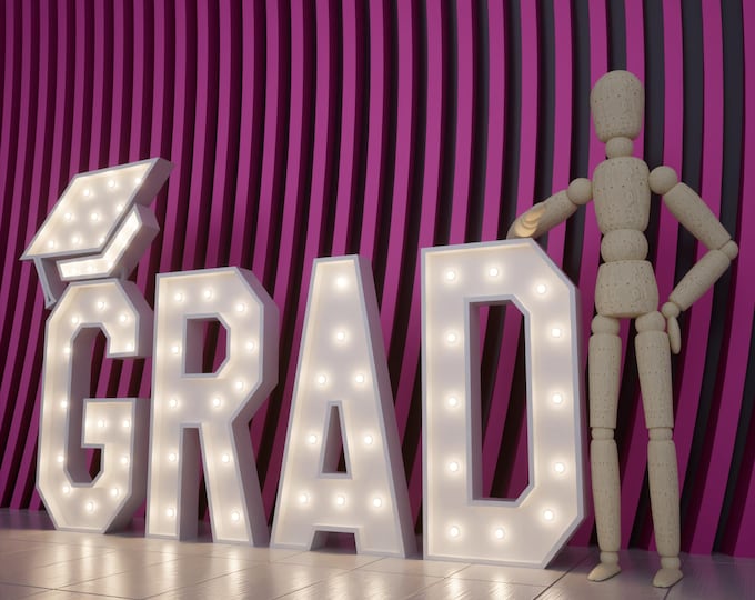 Graduation Marquee Letters GRAD Marquee Letters - 4ft/3ft LED Light up Graduation Sign - Class of ...