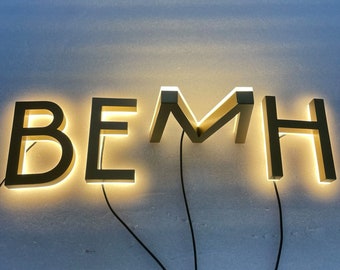 Custom Illuminated Sign, Metal Logo Sign Shop, Metal Backlit Signage,Company Logo Sign Logo Halo Sign,Office Sign Led