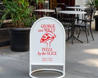 Custom Metal Menu Board | Double-Sided A-Frame Sign | Outdoor Restaurant Cafe Advertising | Weatherproof Powder Coated Steel Signage