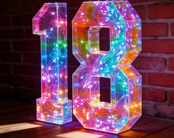 Riesige LED-Leuchtzahlen 0-9, benutzerdefinierte Marquee-Altersschilder für Meilenstein-Geburtstag, Hochzeit und Fotostand-Hintergrund