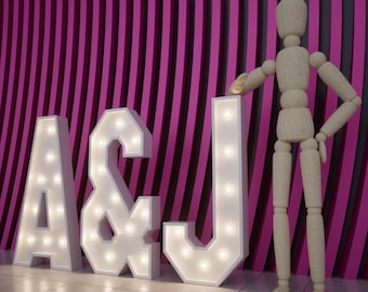 Kit de letras de letreiro personalizado - Crie qualquer palavra (A-Z + símbolos) | Letras iluminadas por LED de 3 pés/4 pés | Decoração para casamento, negócios e eventos | Nível comercial