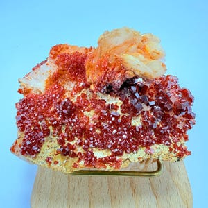 Vanadinite with barite 6x4x2 cm, 97g Mineral Specimen, vanadinite mineral specimen, Vanadinite crystal, Red crystals, Barite mineral